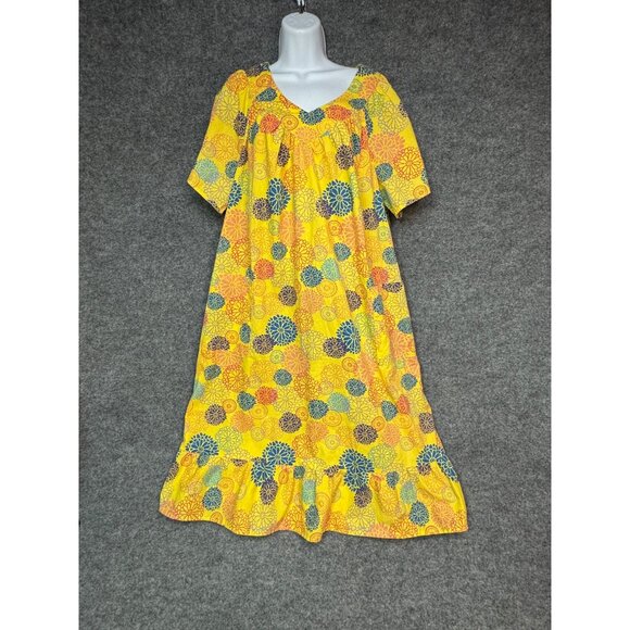 Anthony Richards Womens Nightgown Large Yellow  Floral  Cotton/Polyester Blend - Picture 13 of 15